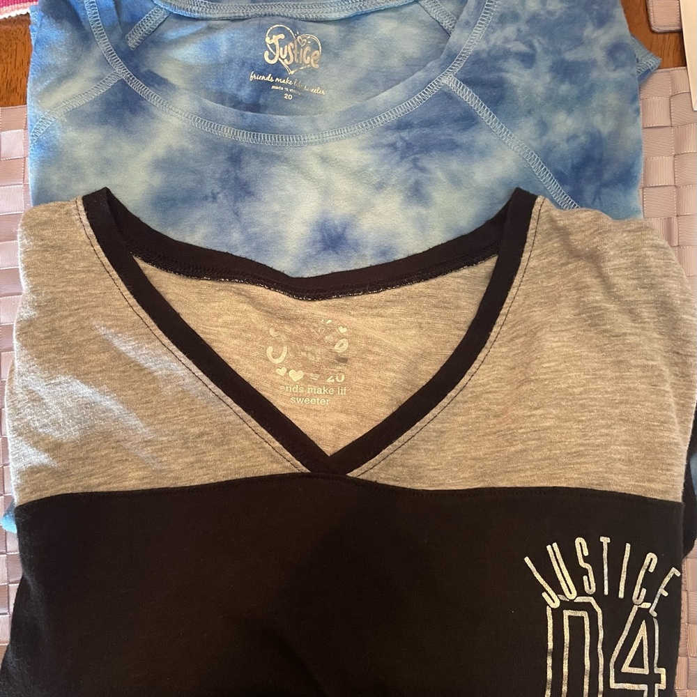 Bundle of 2-Justice Girls Size 20 long sleeve